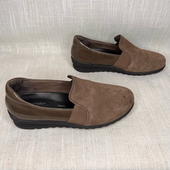 Rockport Size 7 truFLEX Chenole Tan Suede Slip-On Loafer Shoes Patent Leather - Picture 1 of 13